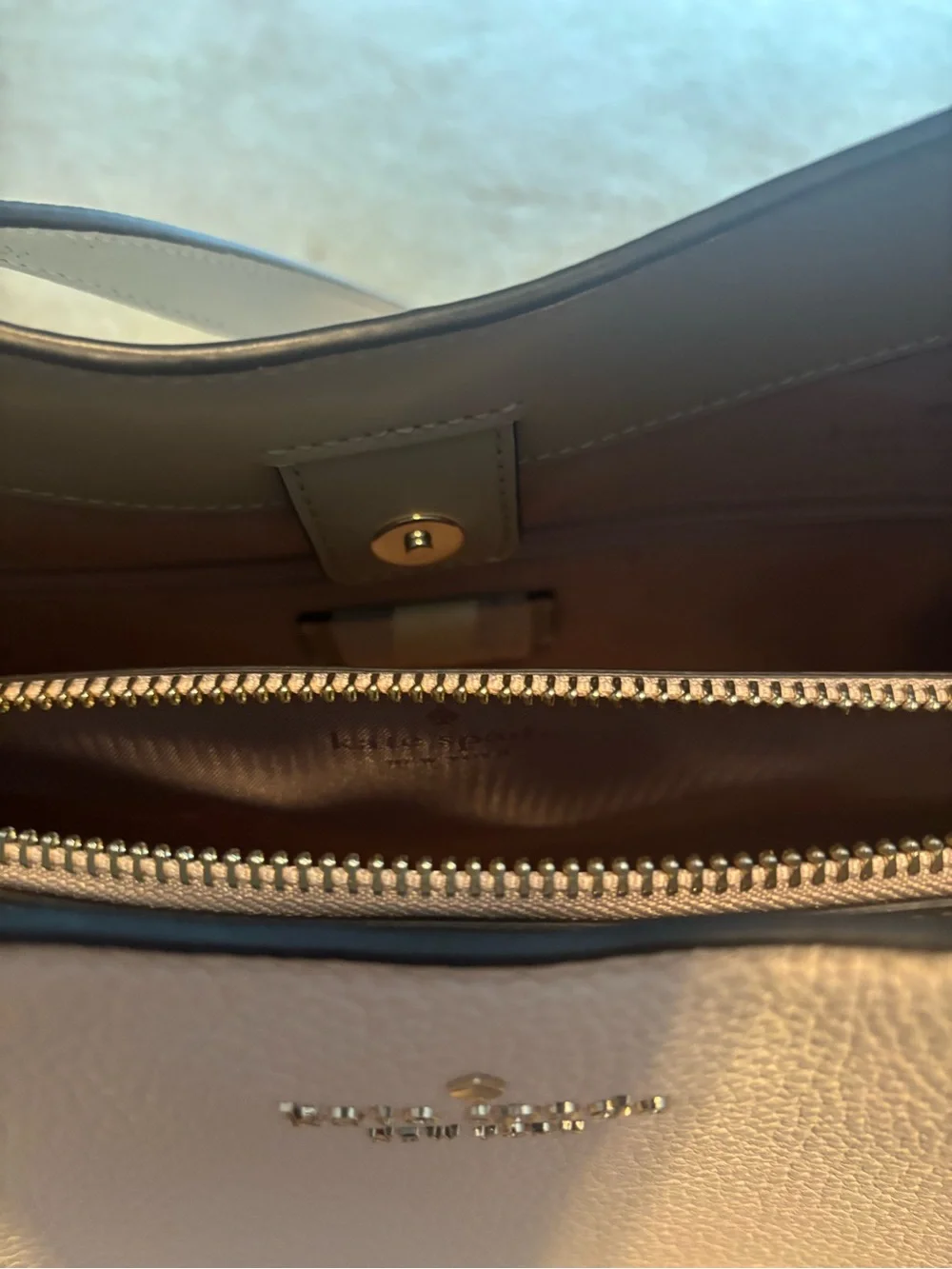 kate spade Pebbled Taupe Leather Shoulder Bag